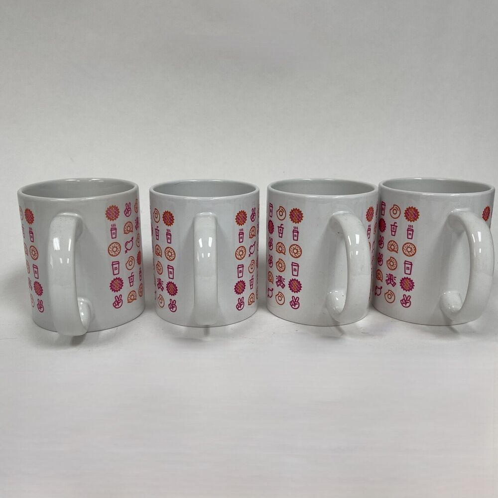 Dunkin Donuts Holiday Coffee Cups Mugs White Pink Orange Multicolor Lot of 4 - Picture 4 of 9